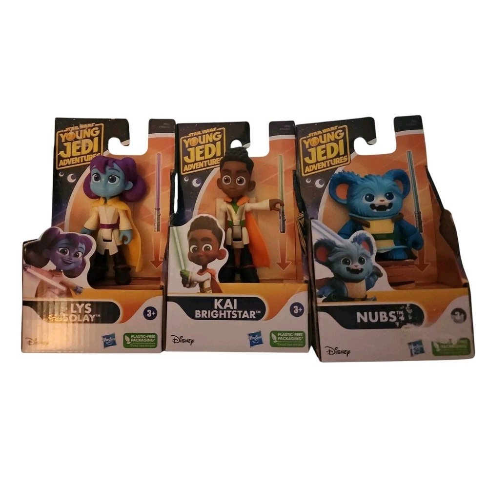 Star Wars Young Jedi Adventures Kai Brightstar, Nubs, & Lys 4" Action‎ Figures